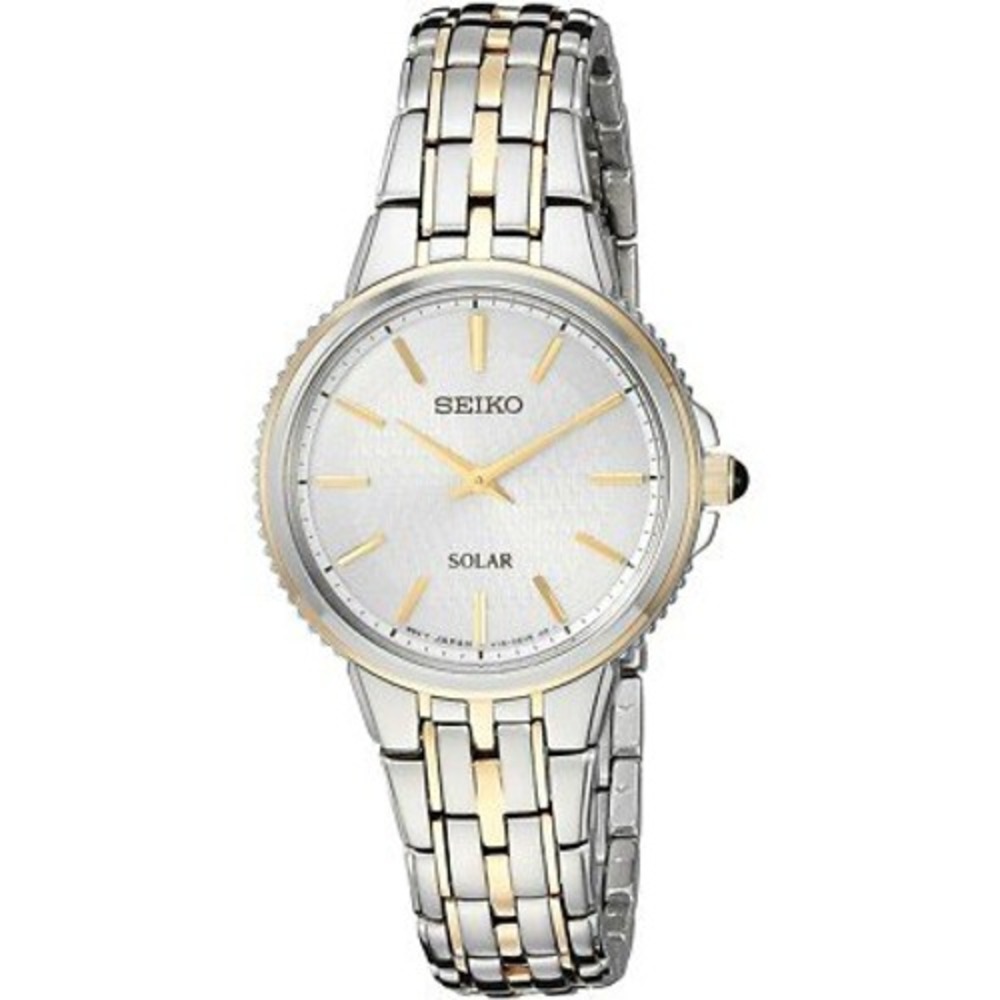 Seiko Ladies Essentials Solar Watch SUP394 Two-Tone Stainless Steel White Dial